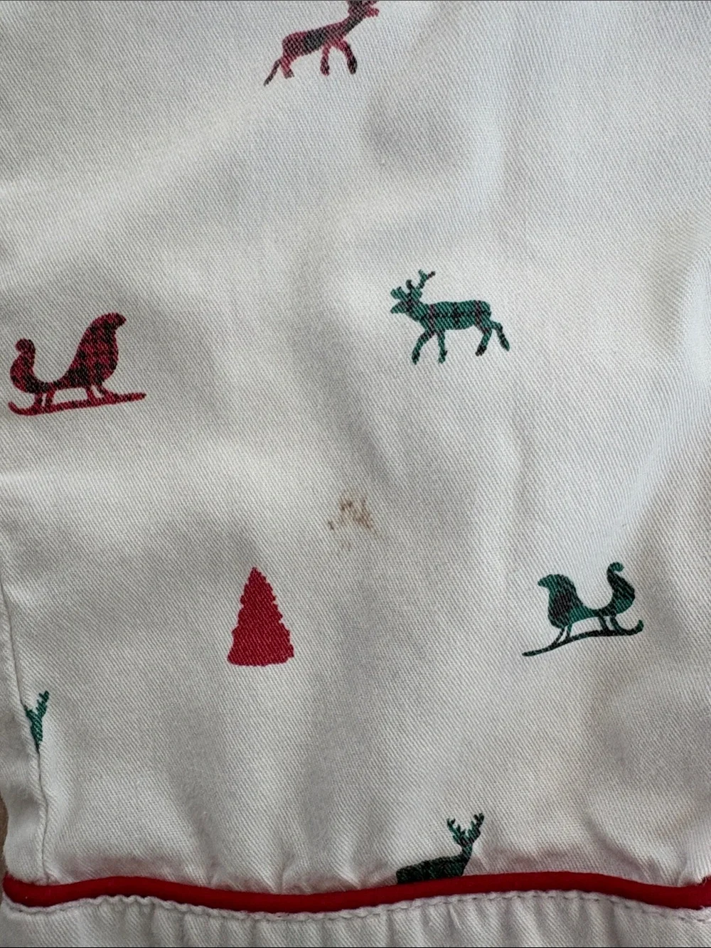 Petit Plume Kids White Holiday Pajama Set with Red & Green Accents
